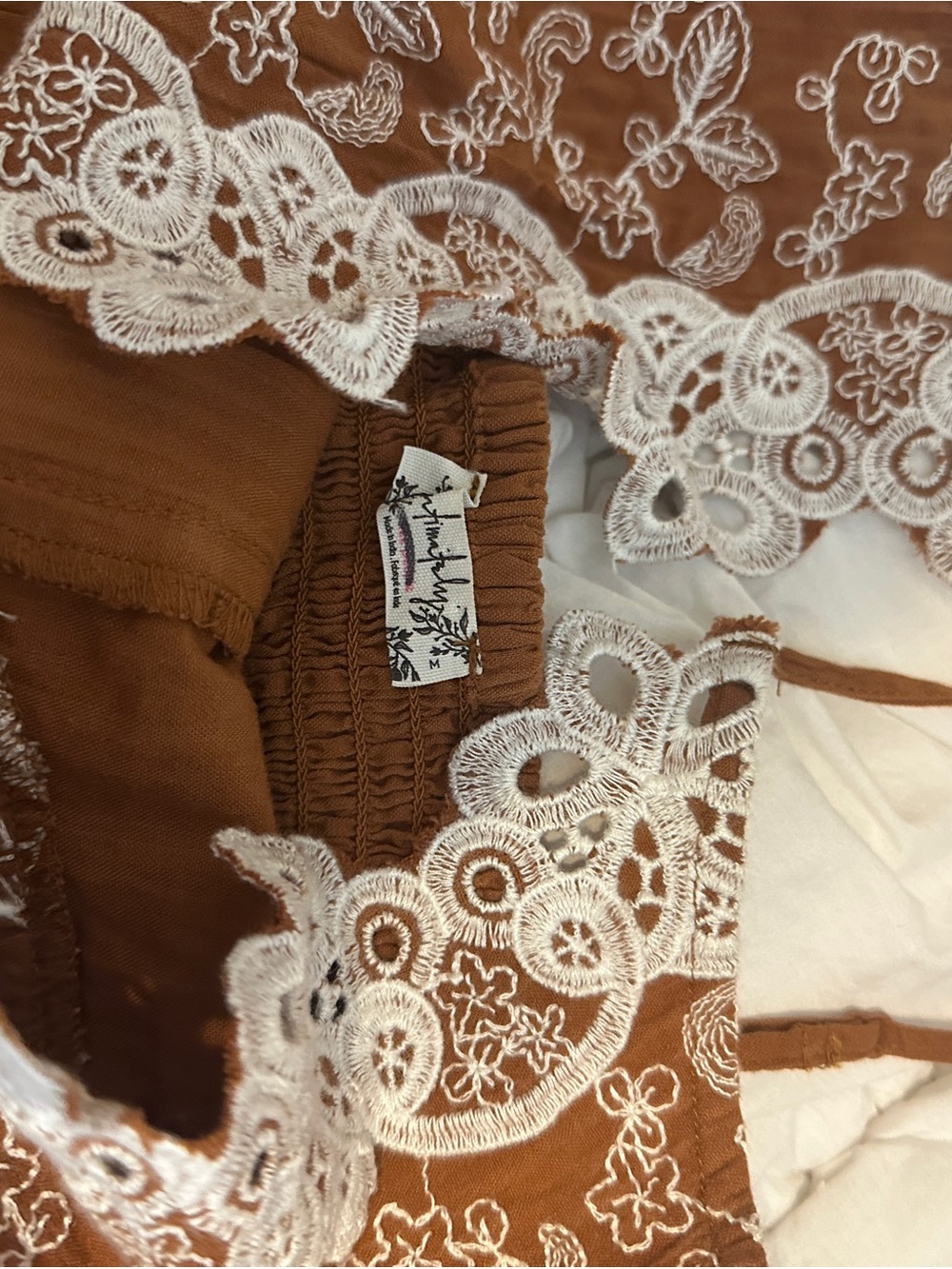 Free People Rust Brown Floral Lace-Trim Cami - Picture 2 of 2